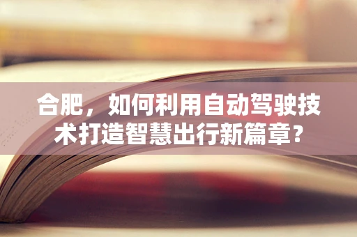 合肥，如何利用自动驾驶技术打造智慧出行新篇章？