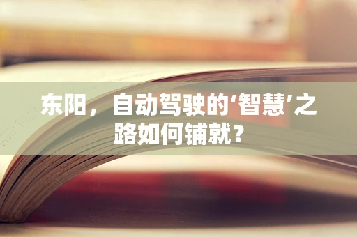 东阳，自动驾驶的‘智慧’之路如何铺就？