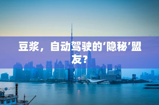 豆浆，自动驾驶的‘隐秘’盟友？