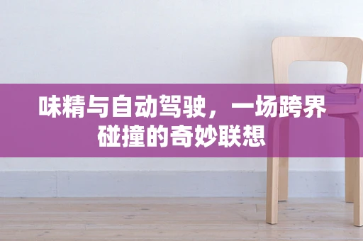 味精与自动驾驶，一场跨界碰撞的奇妙联想