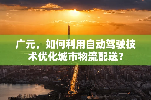 广元，如何利用自动驾驶技术优化城市物流配送？